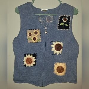 Christopher & Banks Light Blue Embroidered Knit Vest